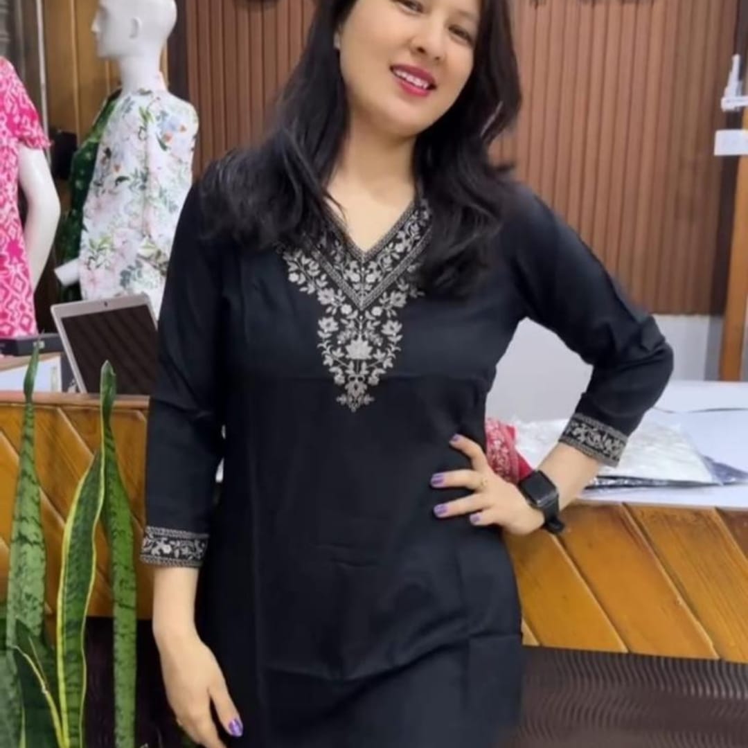 Stylish Design Black Color Premium VIP Linen Tops - TOPS 109