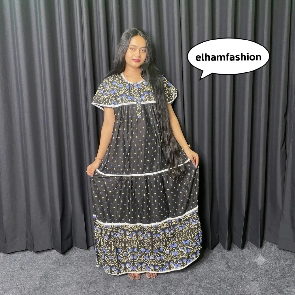 Black Print 100% Pure Cotton Casual & Maternity Maxi Dress - MAXI 014
