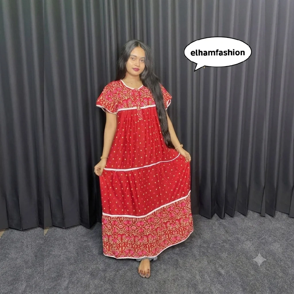 Maroon 100% Pure Cotton Casual & Maternity Maxi Dress - MAXI 012