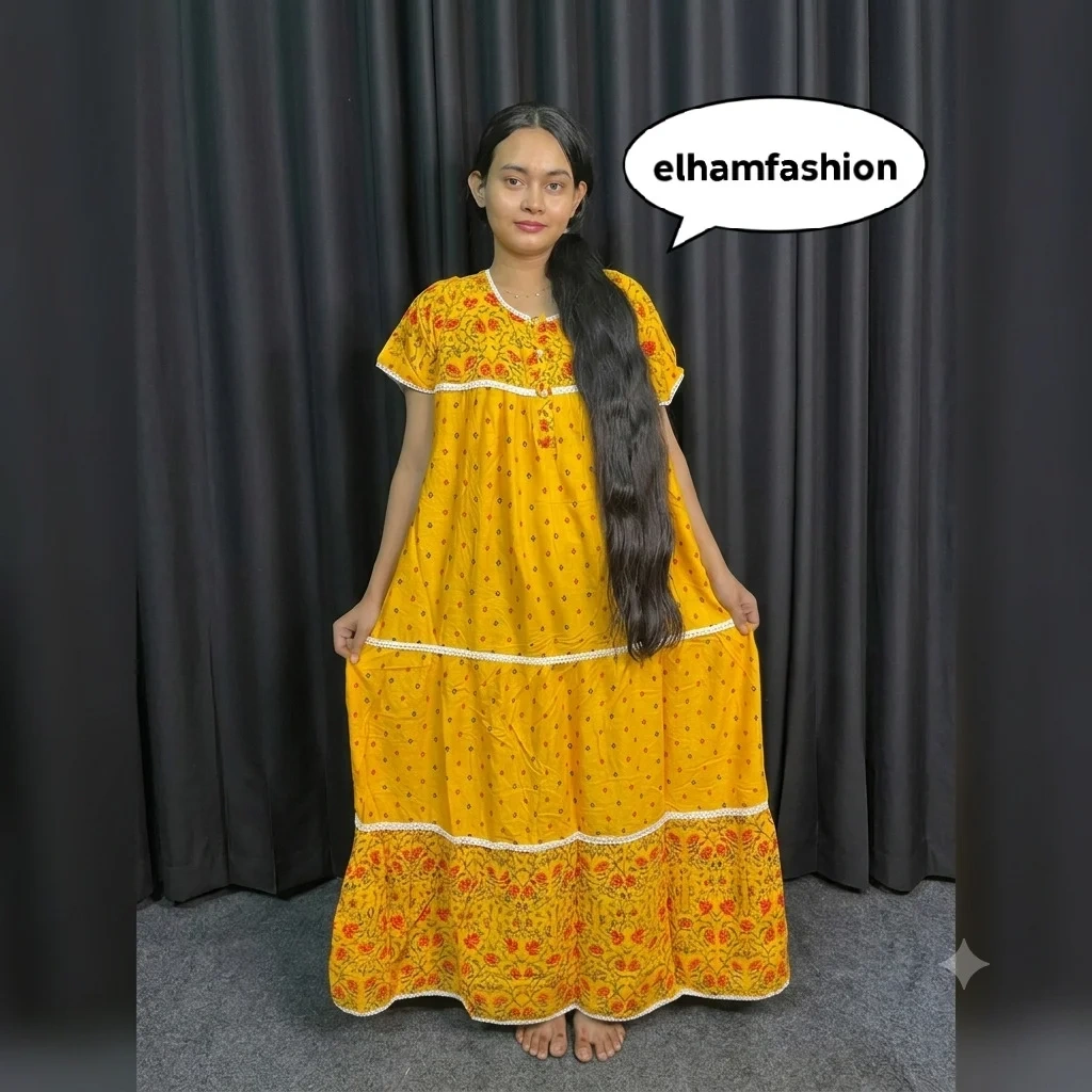 Yellow 100% Pure Cotton Casual & Maternity Maxi Dress - MAXI 001
