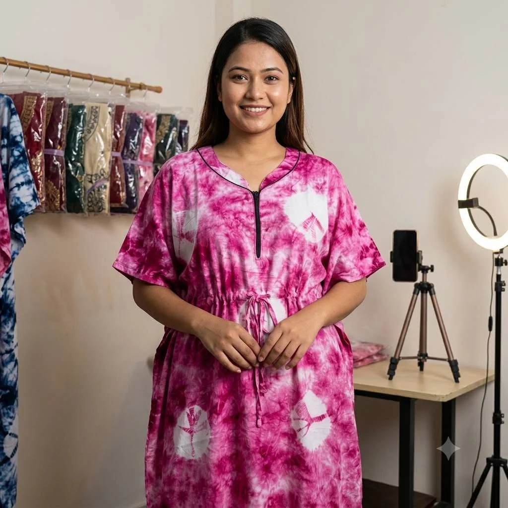 Exclusive Batik Short Kaftan - Pink